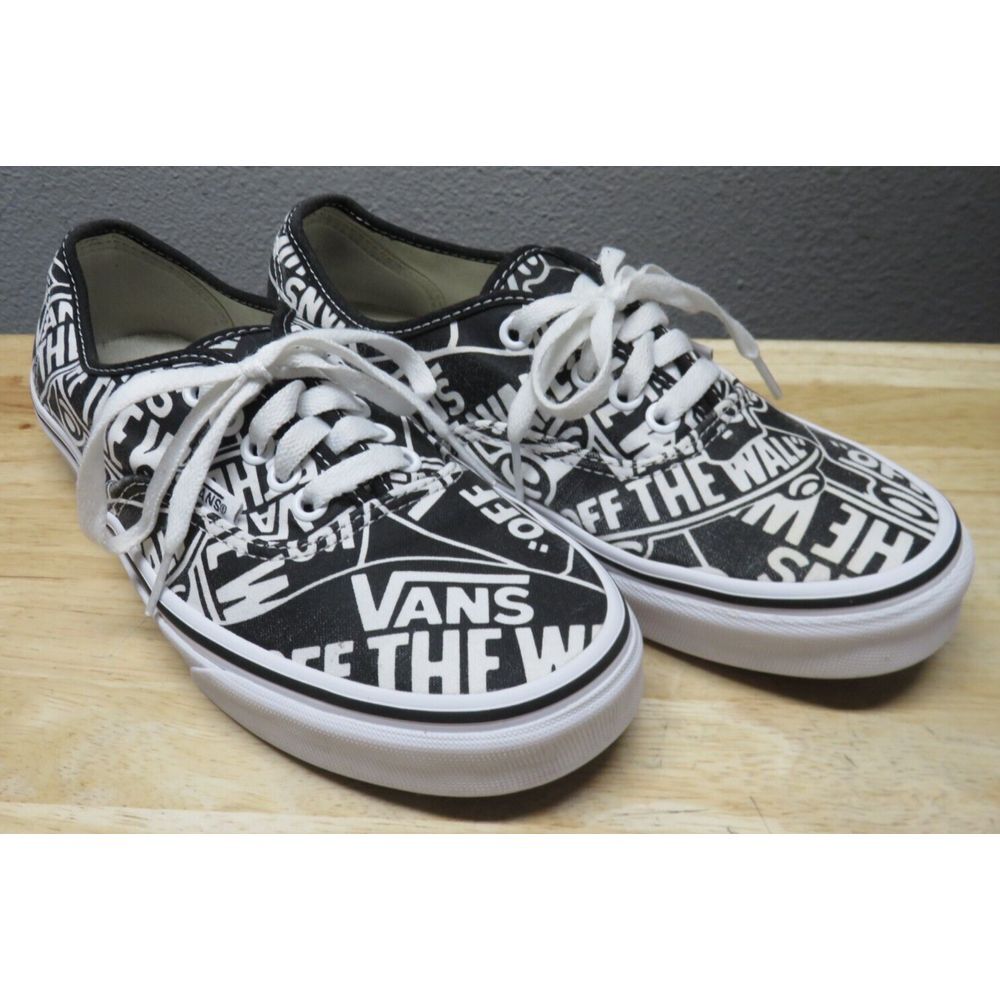 VANS Doheny OTW Repeat Black White Logo Print Low Top Sneakers Sz Men's 7 US EUC